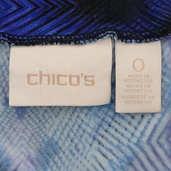 Chicos Geometric Pattern Maxi Skirt Womens Size 0 Blue Side Slit Boho Festival - Picture 7 of 9